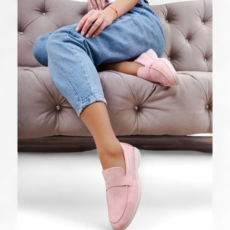Mocassin Femme En Daim Rose