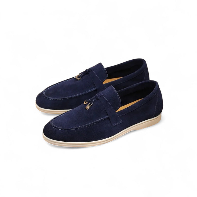 Mocassins à Glands En Daim Bleu Marine