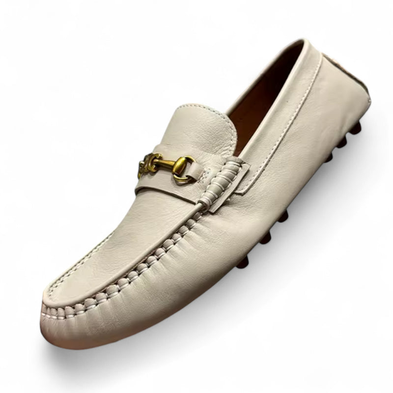 Mocassin Premium Cuir Véritable Beige Homme