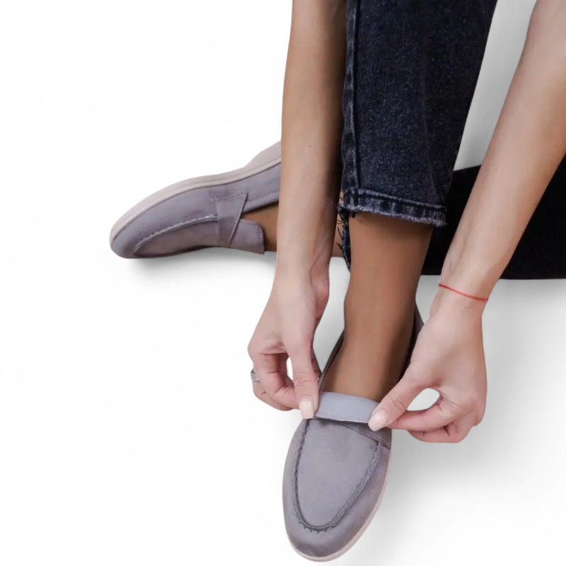 Mocassin Pour Femme En Daim Gris