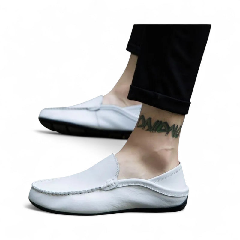 Mocassin Cuir Blanc Homme