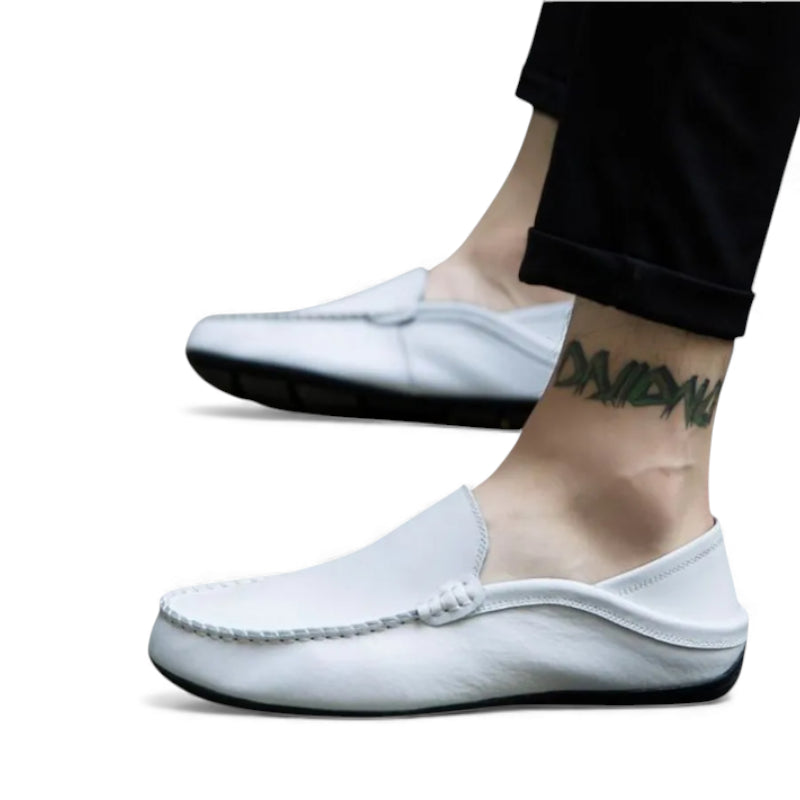 Mocassin Cuir Blanc Homme