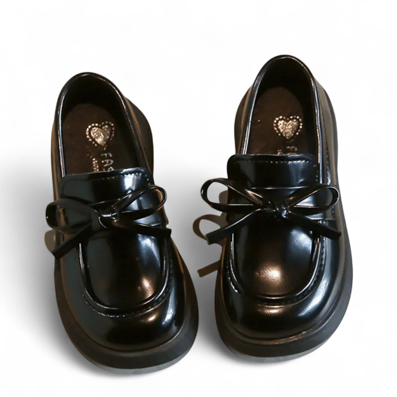 Mocassin Fillette Noir Cuir Vernis