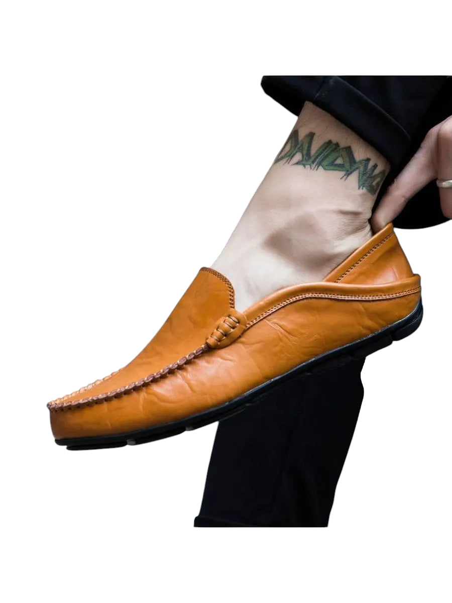 Mocassin Homme En Cuir Camel