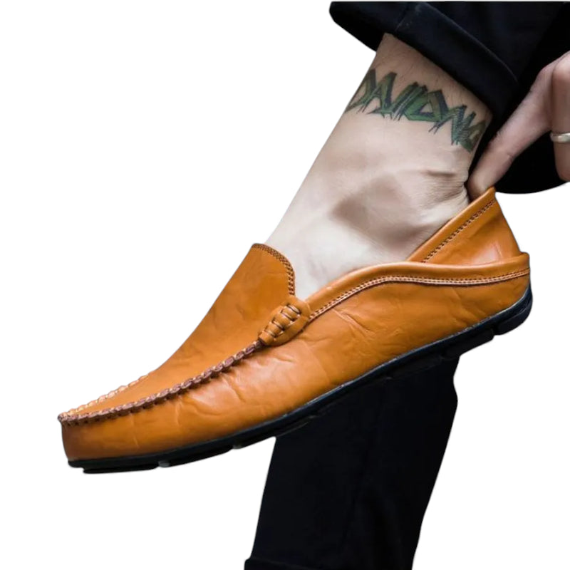 Mocassin Homme En Cuir Camel