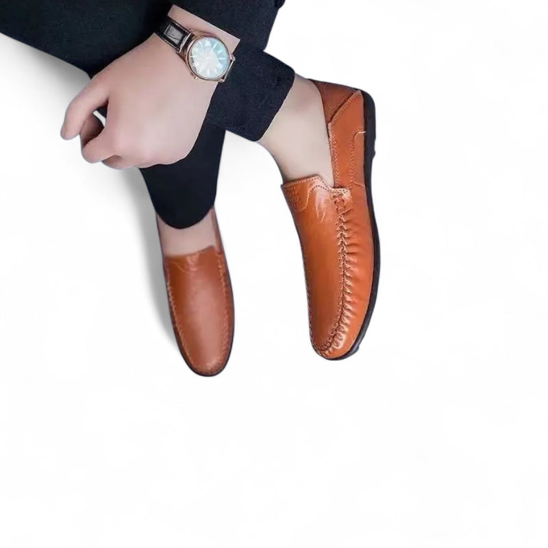 Mocassin Cuir Pour Homme Marron