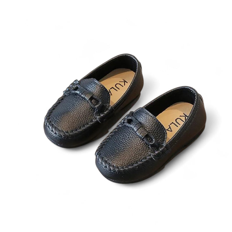 Mocassin Garçon Noir En Cuir