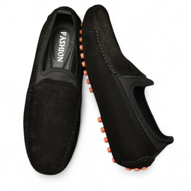 Mocassin En Daim Noir Homme Bateau