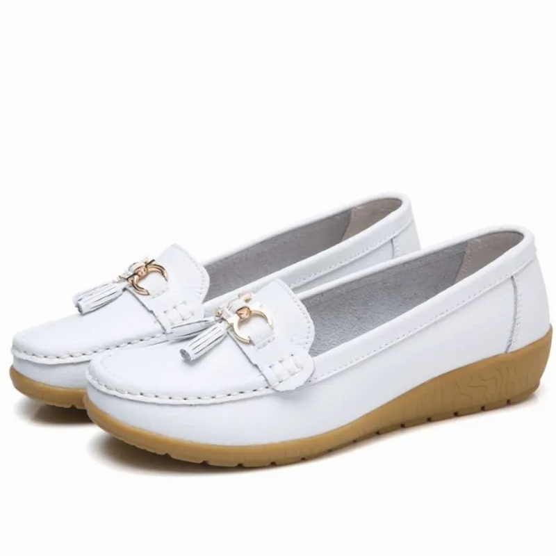 Mocassin Compense Femme Blanc