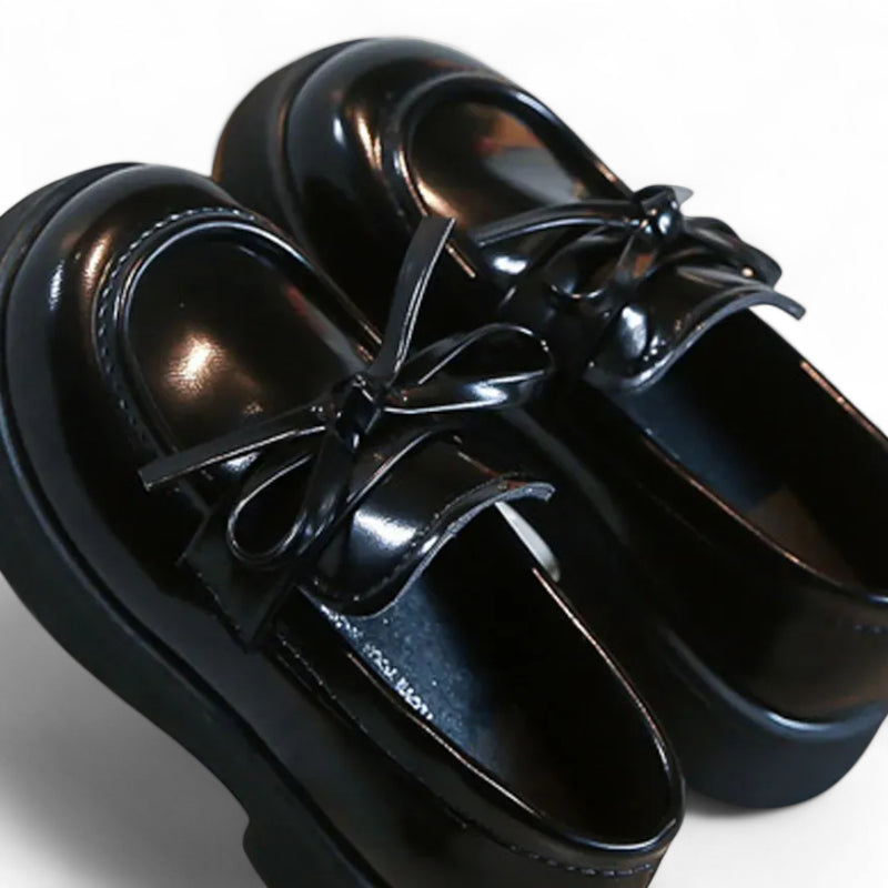 Mocassin Fillette Noir Cuir Vernis