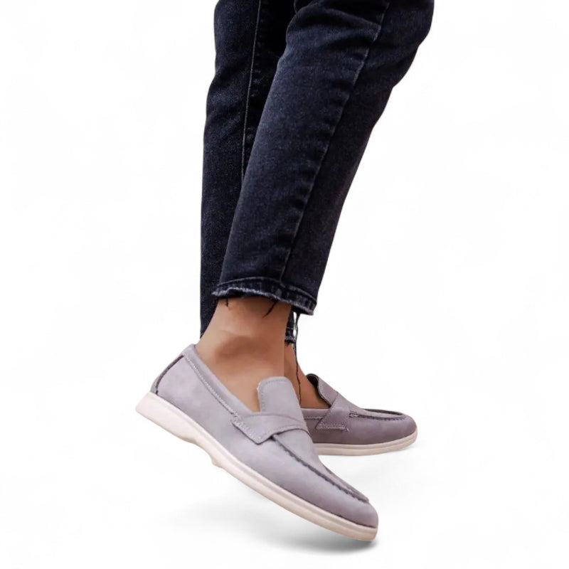 Mocassin Pour Femme En Daim Gris