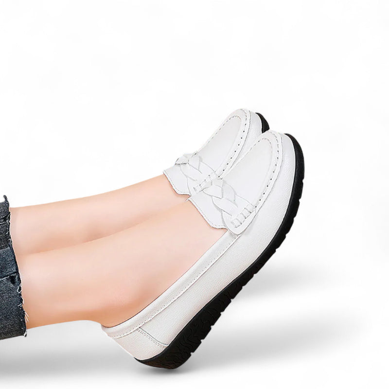 Mocassin Blanc Cuir Femme