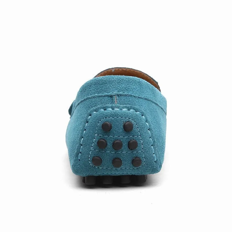 Mocassin En Daim Bleu Pour Homme