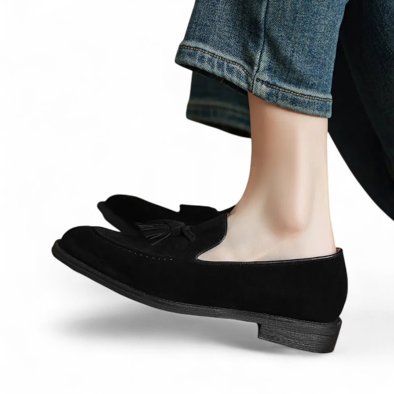 Mocassin à Gland Pour Femme Noir En Daim