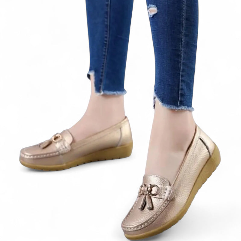 Mocassin Compensé Femme Doré
