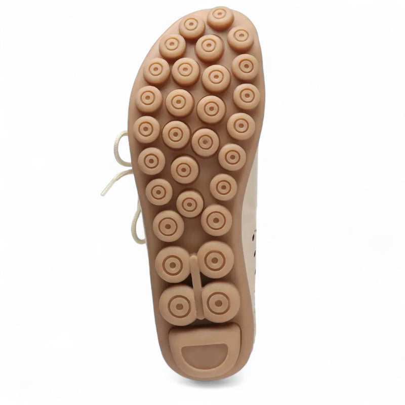 Mocassin Femme Cuir Respirant Motif Bordeaux