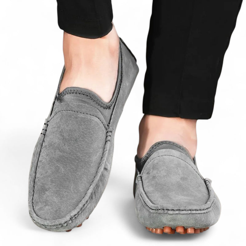 Mocassin En Daim Gris Homme