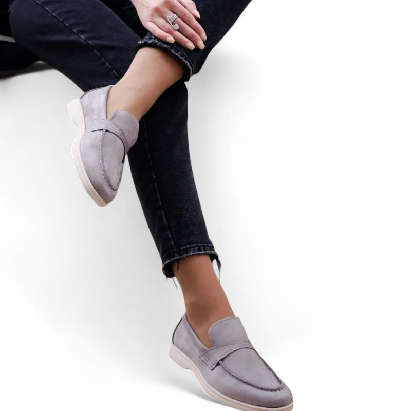 Mocassin Pour Femme En Daim Gris