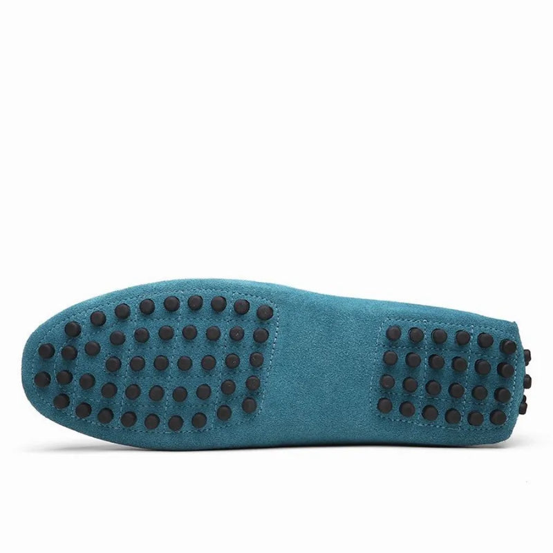 Mocassin En Daim Bleu Pour Homme
