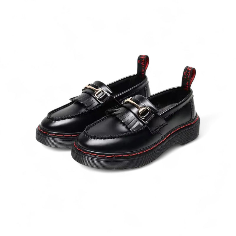 Mocassin Cuir Vernis Bicolore Frange Pour femme