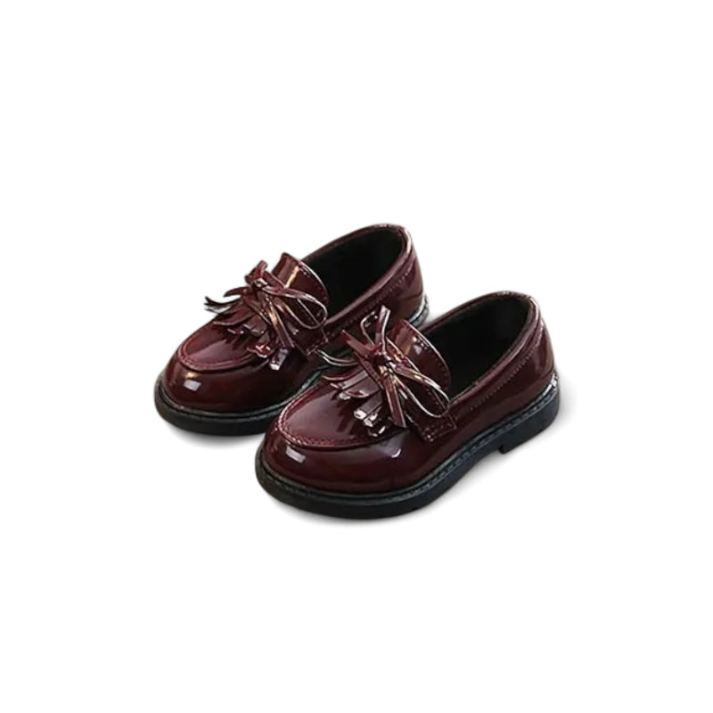 Mocassin Fillette En Cuir Bordeaux