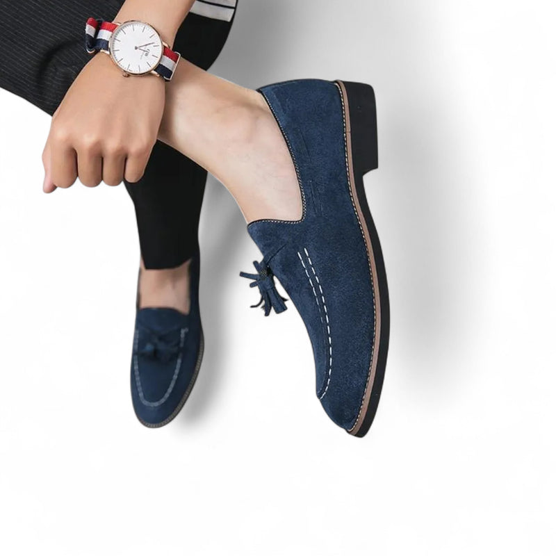 Mocassin Daim Marine à Glands Homme