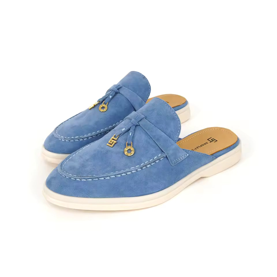 Mocassin Ouvert Pour Femme Bleu Ciel