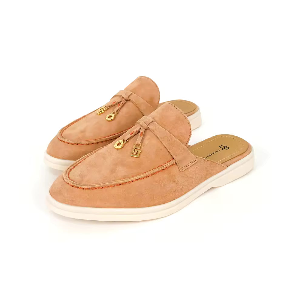 Mocassin Ouvert Femme En Daim Pêche