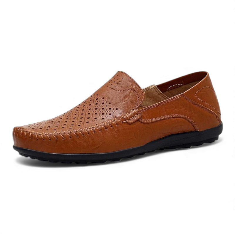 Mocassin En Cuir Respirant Marron Pour Homme