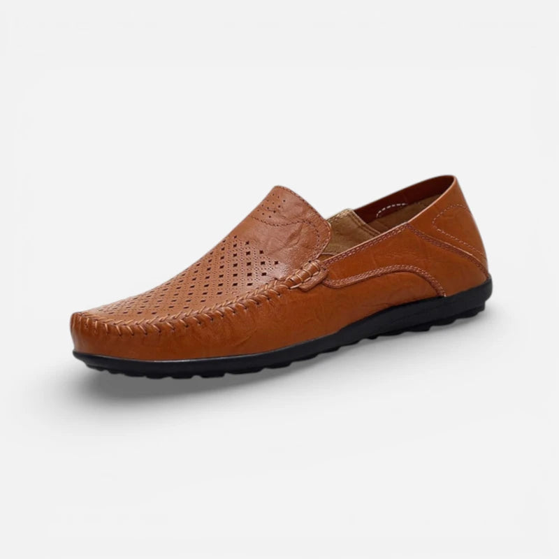 Mocassin En Cuir Respirant Marron Pour Homme