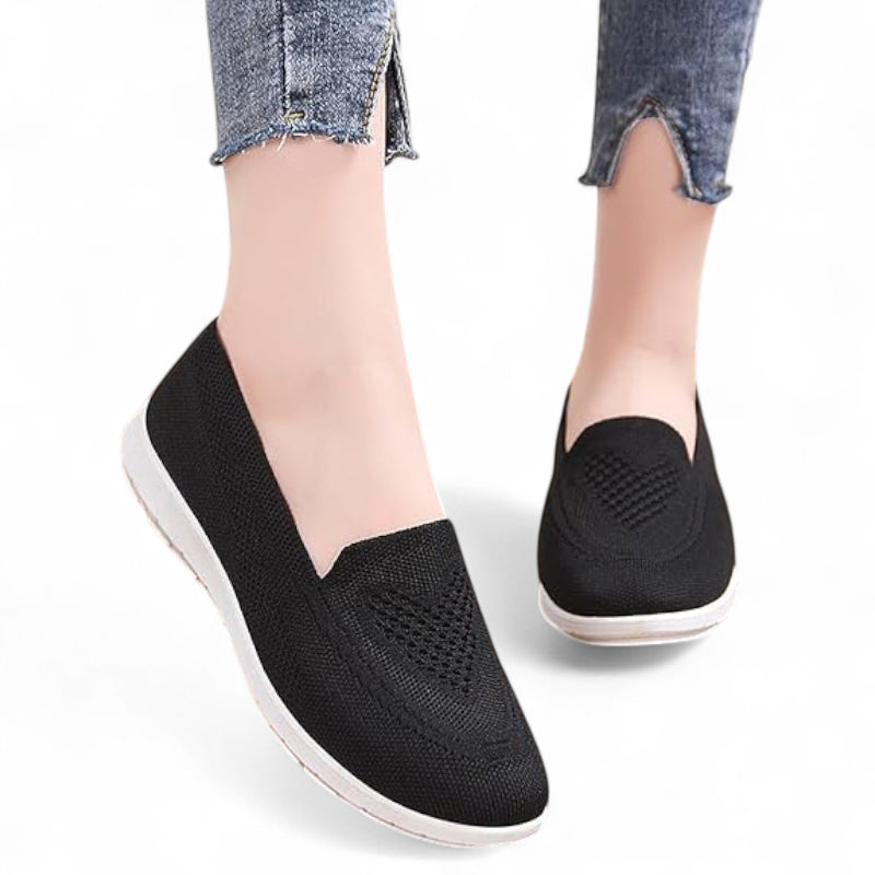 Mocassin Femme En Tissu Noir