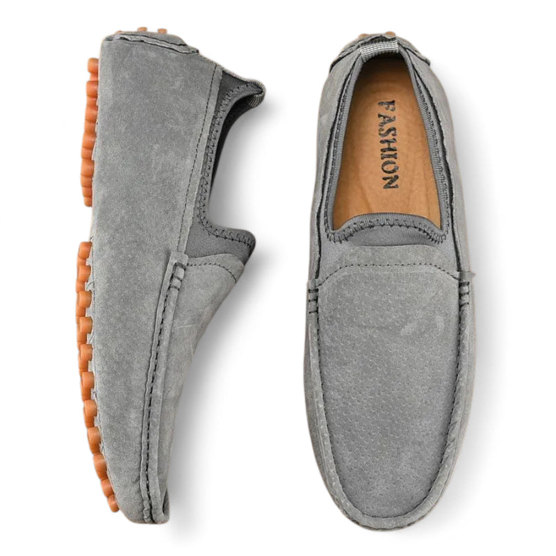 Mocassin En Daim Gris Homme