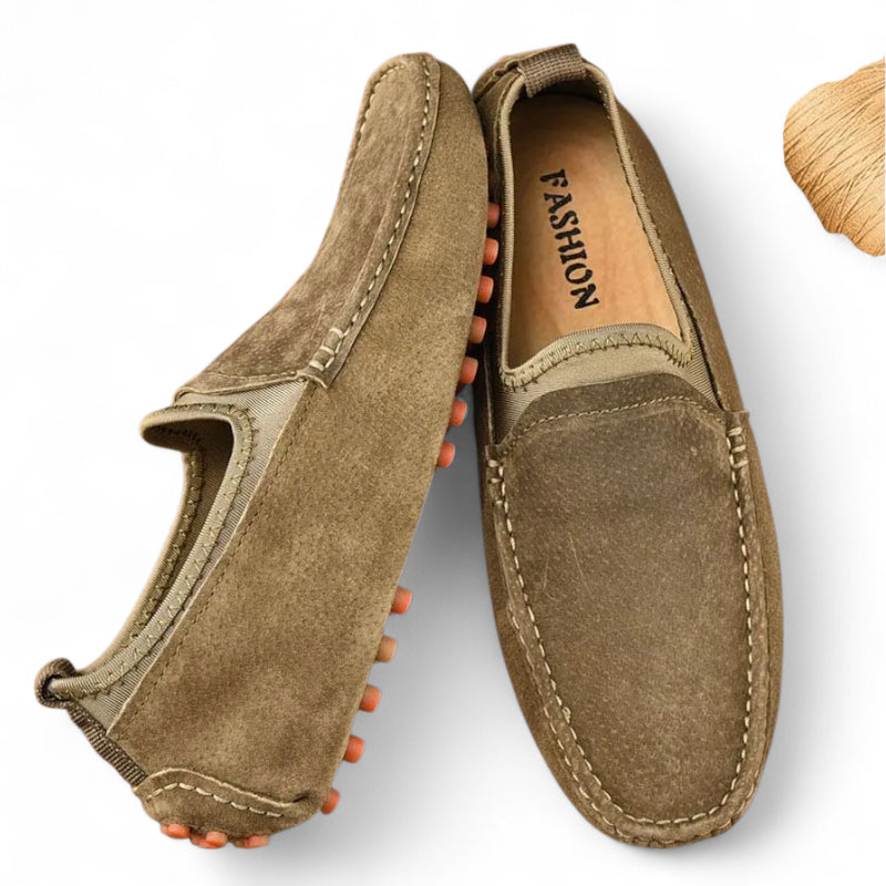 Mocassin En Daim Kaki Homme