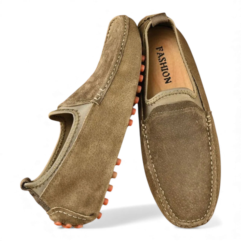 Mocassin En Daim Kaki Homme