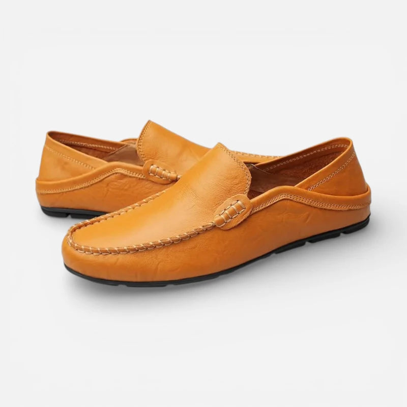 Mocassin Cuir Camel Homme Design Vintage