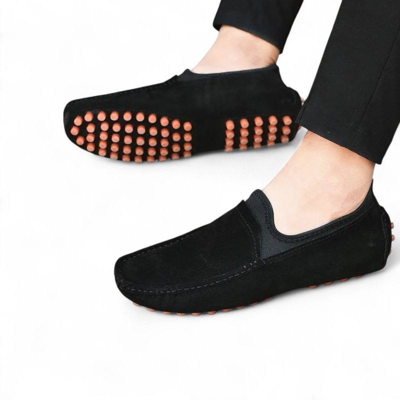 Mocassin En Daim Noir Homme Bateau