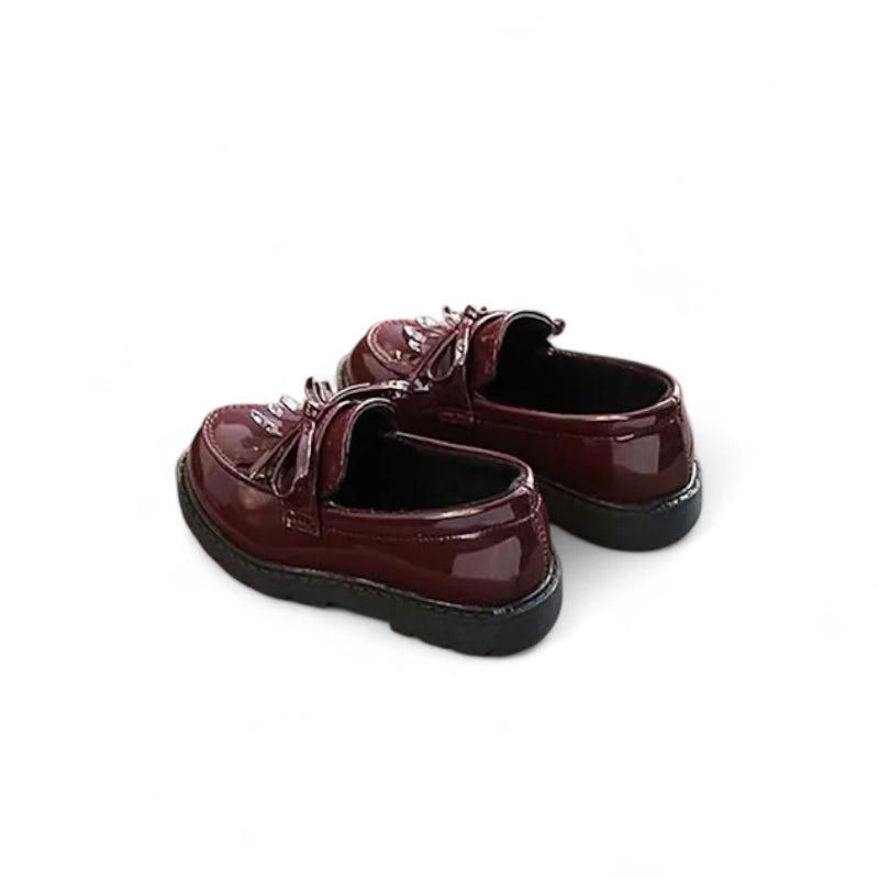 Mocassin Fillette En Cuir Bordeaux