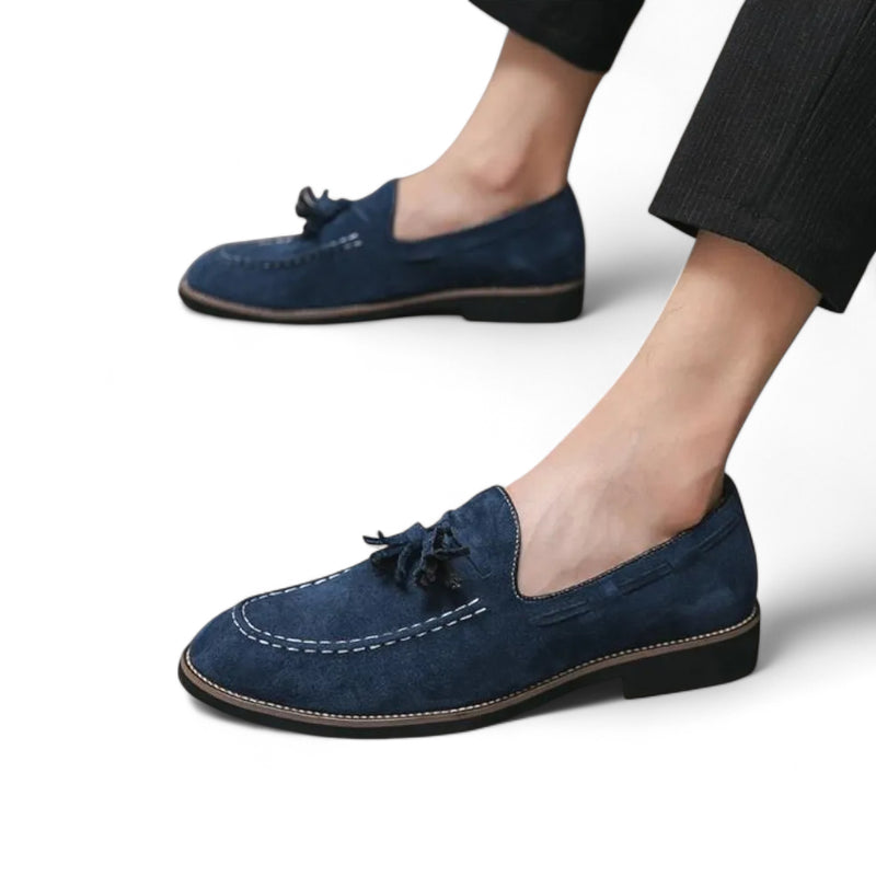 Mocassin Daim Marine à Glands Homme