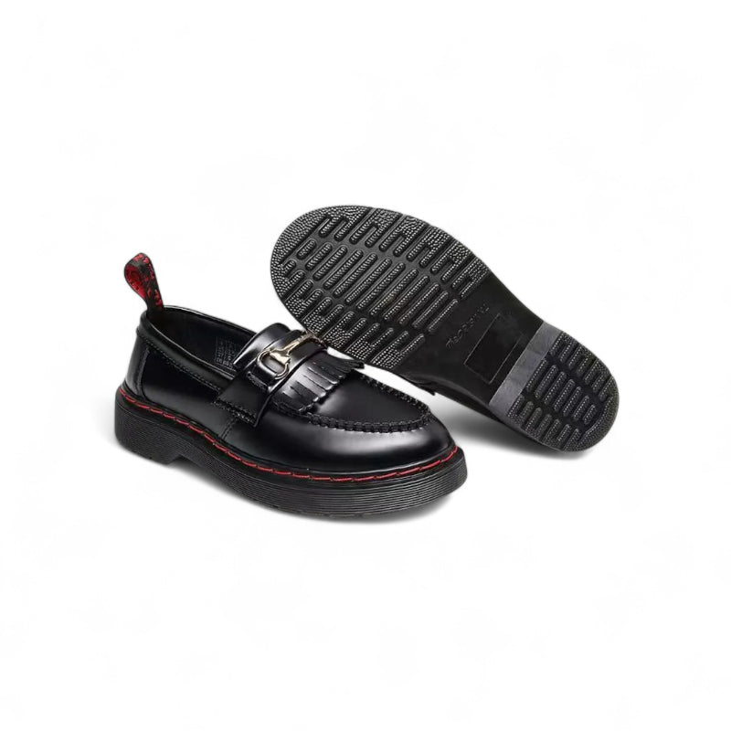 Mocassin Cuir Vernis Bicolore Frange Pour femme