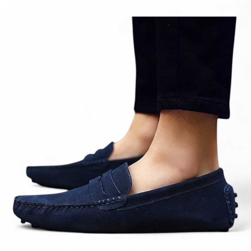 Mocassin Pour Homme Daim Bleu Marine