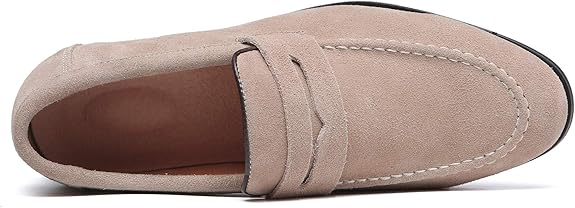 Mocassin En Daim Beige à Talon Pour Homme