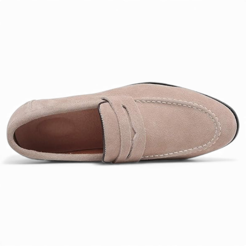 Mocassin En Daim Beige à Talon Pour Homme