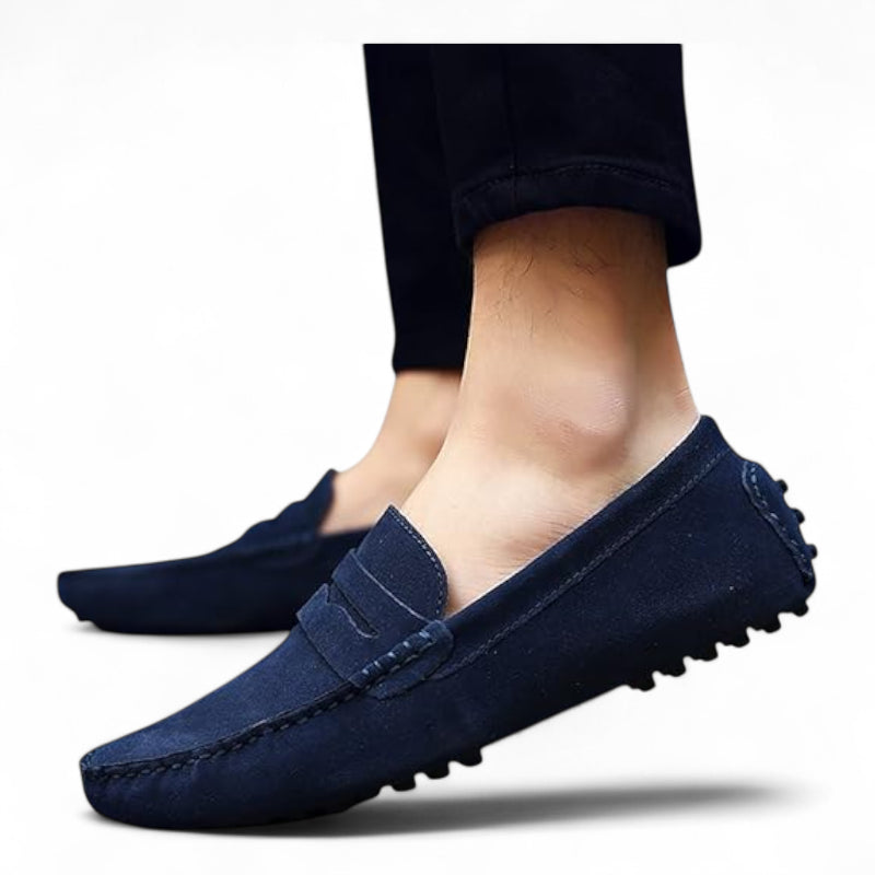 Mocassin Pour Homme Daim Bleu Marine