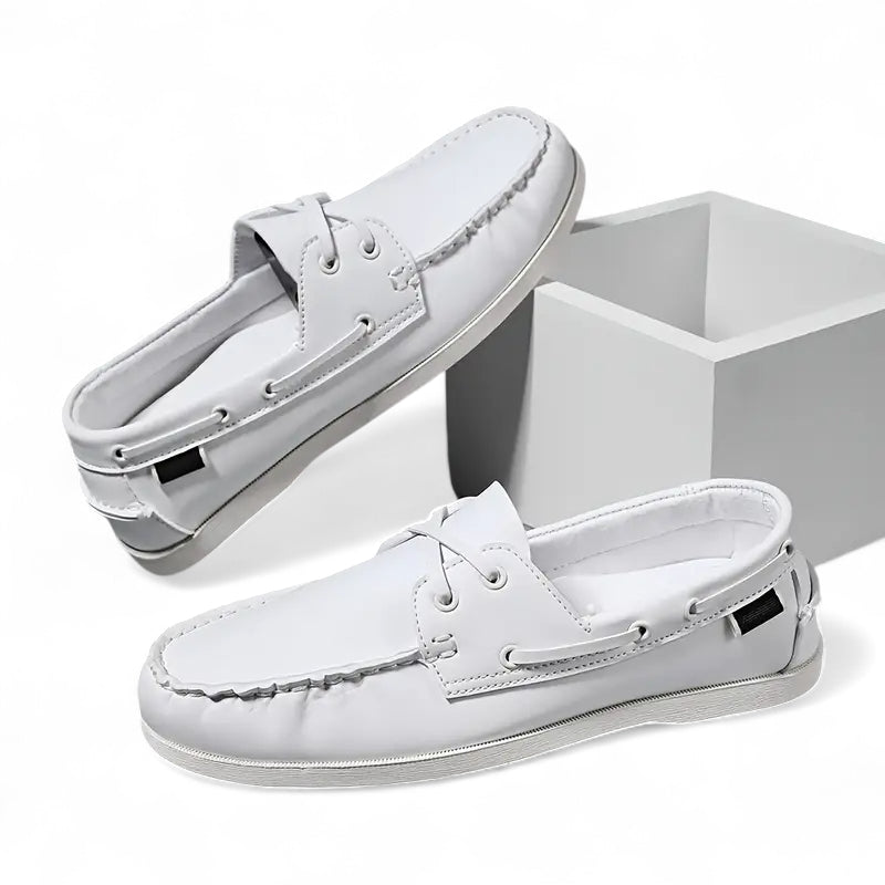 Mocassin En Cuir à Lacet Blanc Pour Homme