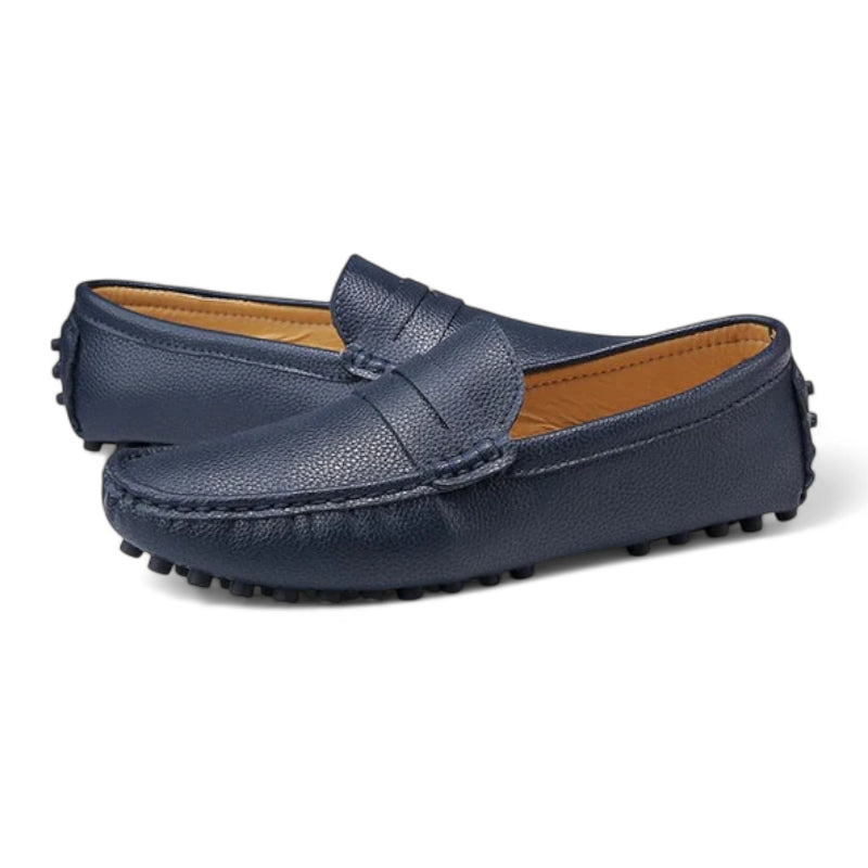 Mocassin Pour Bateau En Cuir Vernis Bleu Marine Homme