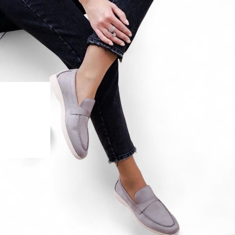 Mocassin Pour Femme En Daim Gris