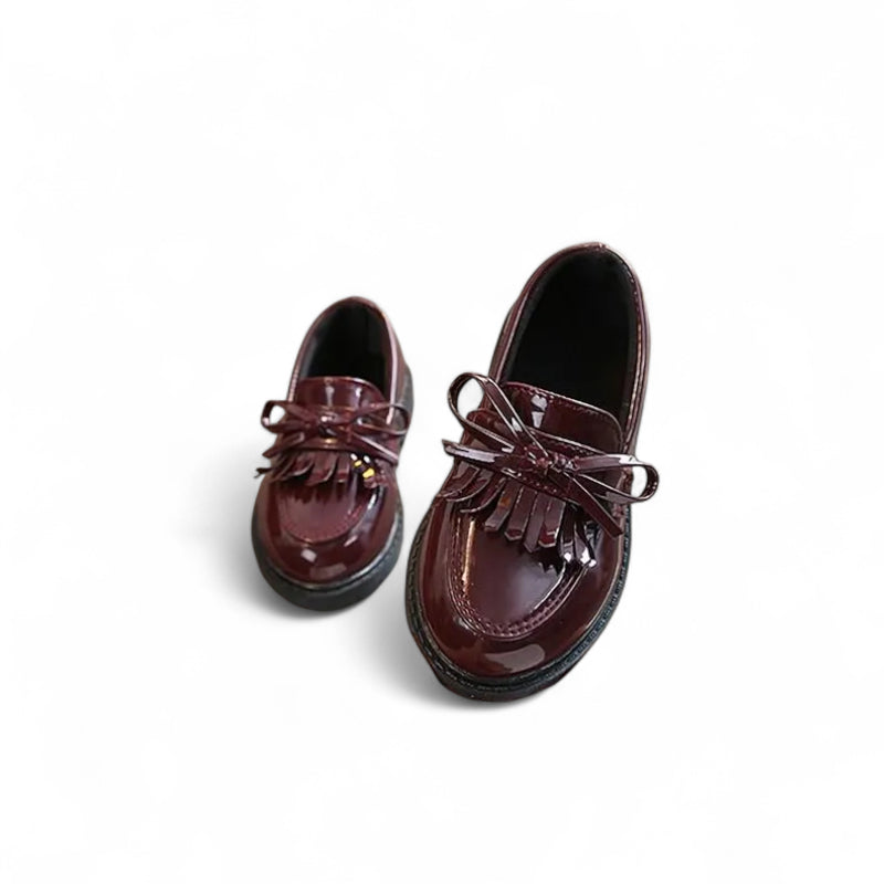 Mocassin Fillette En Cuir Bordeaux