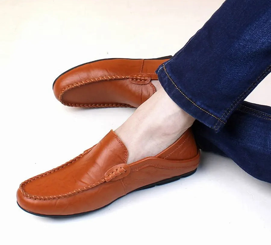 Mocassin Cuir Foncé Homme