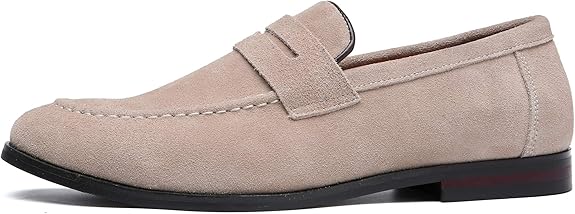 Mocassin En Daim Beige à Talon Pour Homme