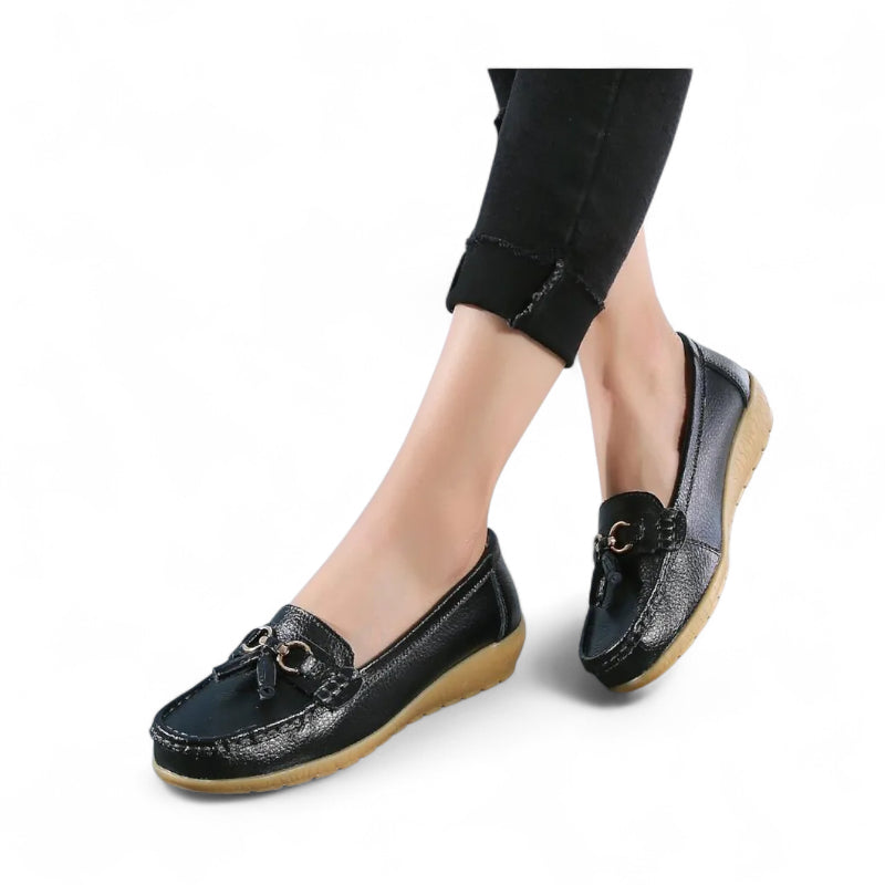Mocassin Compensé Noir Femme